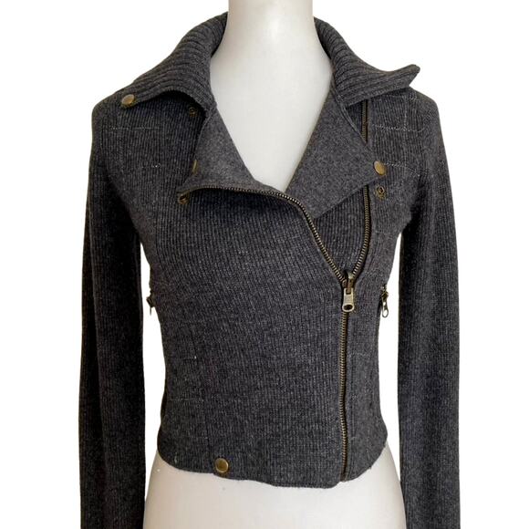 Y2K Twelfth Street by Cynthia Vincent Street Cropped Moto Sweater Sz. P/XS - Picture 1 of 5